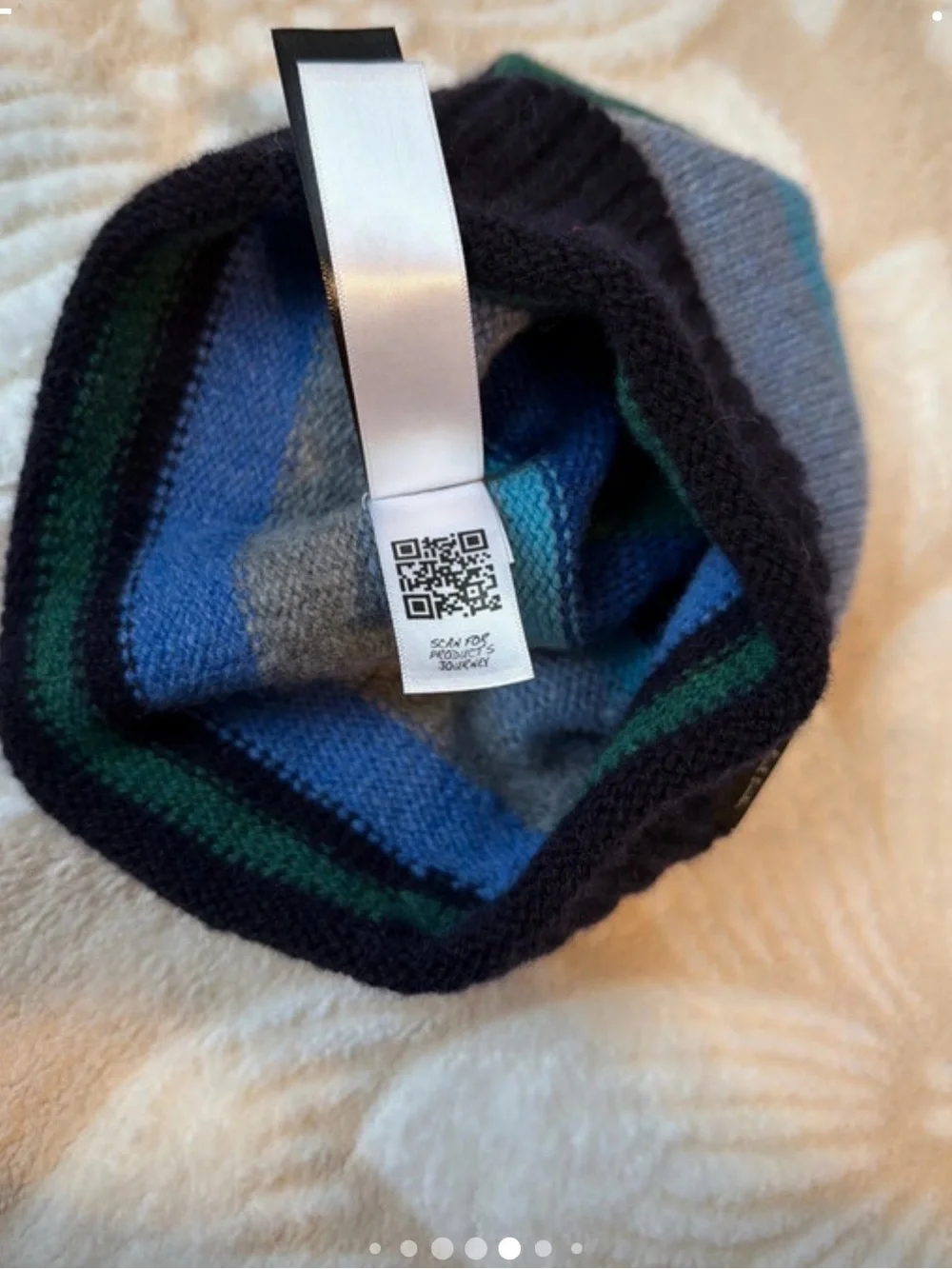 Paul Smith Striped Knit Beanie in Navy, Blue, Green & Gray